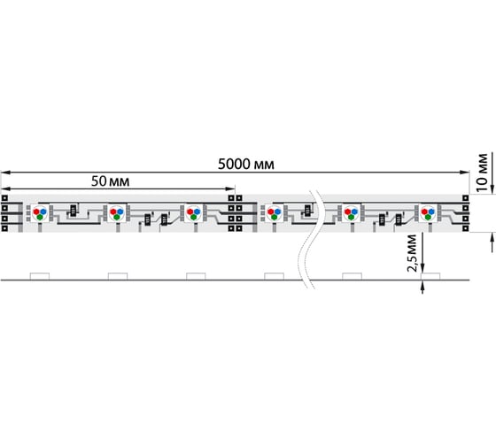 Светодиодная лента Lamper LED силикон 5м, 12В, 10 мм, IP65, SMD 5050, 60 LED/m, свет RGB 141-499