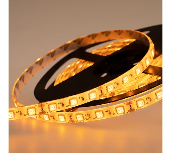 Светодиодная лента Lamper LED силикон 5м, 12В, 10мм, IP65, SMD 5050, 60 LED/m, свет желтый 141-492