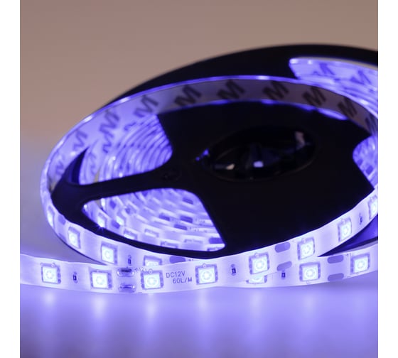 Светодиодная лента Lamper LED силикон 5м, 12В, 10 мм, IP65, SMD 5050, 60 LED/m, свет синий 141-493