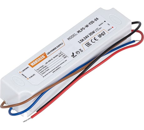 Блок питания MAKSILED 24В, 35Вт, IP67, 1.5A, 148x40x30мм, пластик MLPS-W-Y35-24