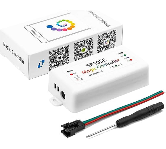 Контроллер MAKSILED  5-24В, 2048pix, SPI, управление по Bluetooth, без пульта, IP40, 85x45x22мм SP105E