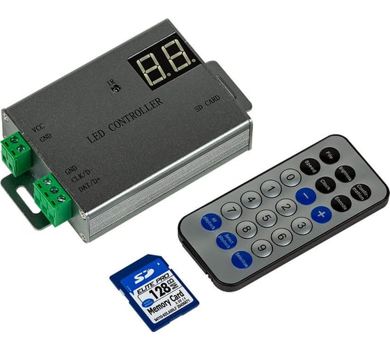 Контроллер MAKSILED DMX 5В, 4096pix, SD-card, ПДУ, SPI/DMX, IP20, 70x53x19мм ML-4096-RC