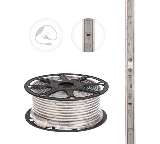 Светодиодная лента Neon-Night LED 220В, 10x7 мм, IP67, SMD 2835, 60 LED/m свет зеленый 100 м 142-604