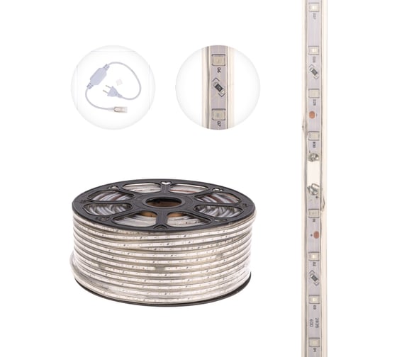Светодиодная лента Neon-Night LED 220В, 10x7 мм, IP67, SMD 2835, 60 LED/m свет красный 100 м 142-601