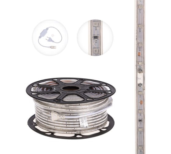 Светодиодная лента Neon-Night LED 220В, 10x7 мм, IP67, SMD 2835, 60 LED/m, свет синий, 100 м 142-603