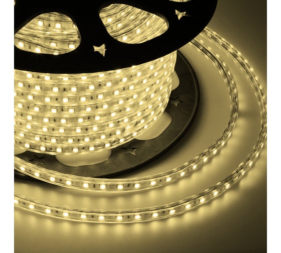 Светодиодная лента Neon-Night LED 220В, 10x7 мм, IP67, SMD 2835, 60 LED/m теплый белый 100 м 142-606