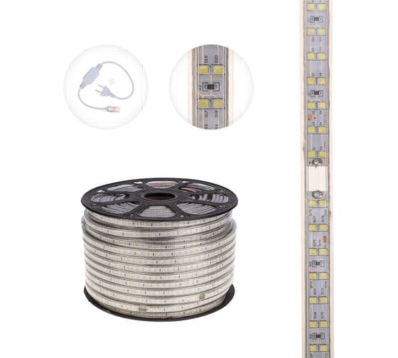 Светодиодная лента Neon-Night LED 220В, 6.5x17 мм, IP67 SMD 2835, 180 LED/m свет белый 100 м 142-201