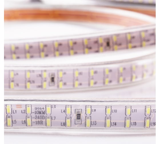 Светодиодная лента Neon-Night LED 220В 6.5x15 мм IP67 SMD 3014 240 LED/m свет белый, 100 м 142-803