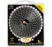 Светодиодная лента Neon-Night  LED 5м с блоком питания 220В IP67 SMD3014 120 LED/m свет белый 142-105-05
