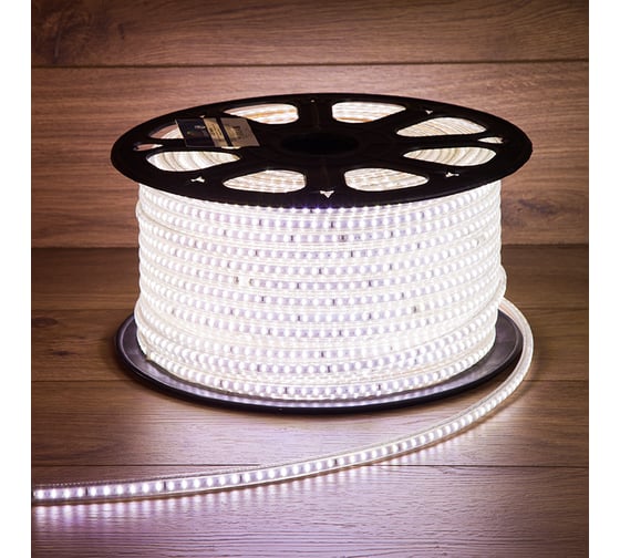 Светодиодная лента Neon-Night LED 220В 6x10.6 мм, IP67 SMD 3014, 120 LED/m, свет белый 100 м 142-801