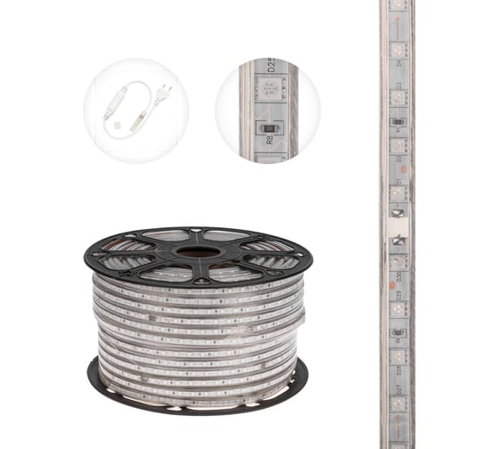 Светодиодная лента Neon-Night LED 220В, 13x8 мм, IP67, SMD 5050, 60 LED/m, свет желтый 100 м 142-102