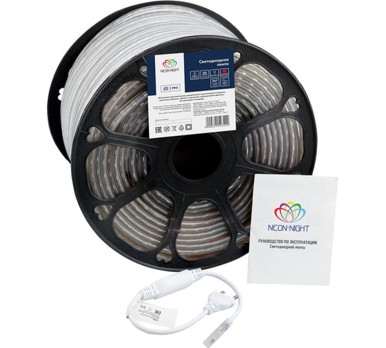 Светодиодная лента Neon-Night LED 220В 13x8 мм, IP67, SMD 5050, 60 LED/m, свет красный 100 м 142-101