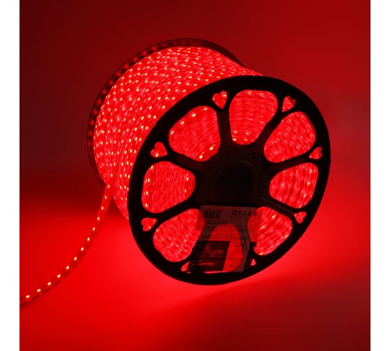 Светодиодная лента Neon-Night LED 220В 13x8 мм, IP67, SMD 5050, 60 LED/m, свет красный 100 м 142-101