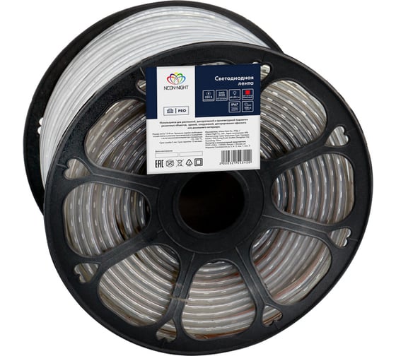 Светодиодная лента Neon-Night LED 220В 13x8 мм, IP67, SMD 5050, 60 LED/m, свет красный 100 м 142-101