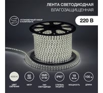 Светодиодная лента Neon-Night LED 220В 6.5x13 мм, IP67, SMD 5730, 60 LED/m свет белый 100 м 142-701
