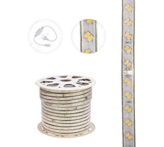 Светодиодная лента Neon-Night LED 220В 6.5x17 мм IP67 SMD 5730, 120 LED/m теплый белый 100 м 142-704