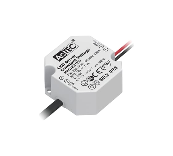 Блок питания AcTEC 12В, 12Вт, IP65, 1A, 50x48x24мм MINI12V/12W 1
