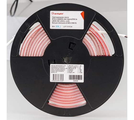 Светодиодная лента Arlight герметичная RTW-PS-A160-10mm 24V Warm2700 12 Вт/м 5 м 024545(2)