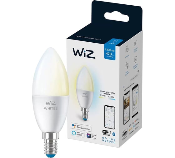 Лампа Wiz Wi-Fi BLE 40WC37E14927-65TW1PF/6 929002448702