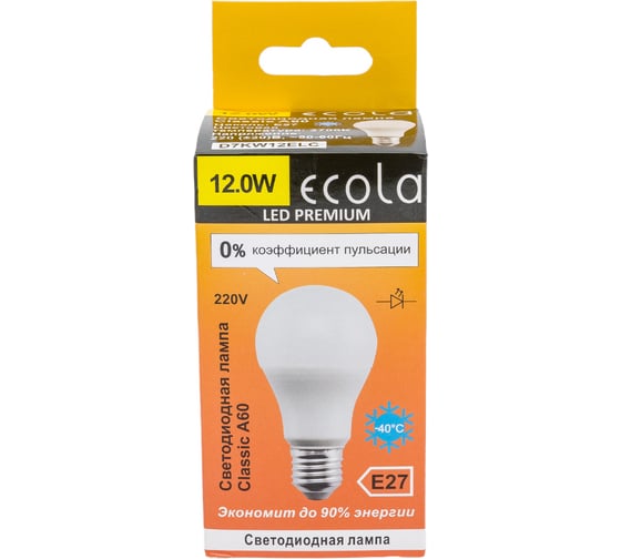 Светодиодная лампа Ecola classic LED Premium 12,0W A60 220-240V E27 2700K композит 110x60 D7KW12ELC