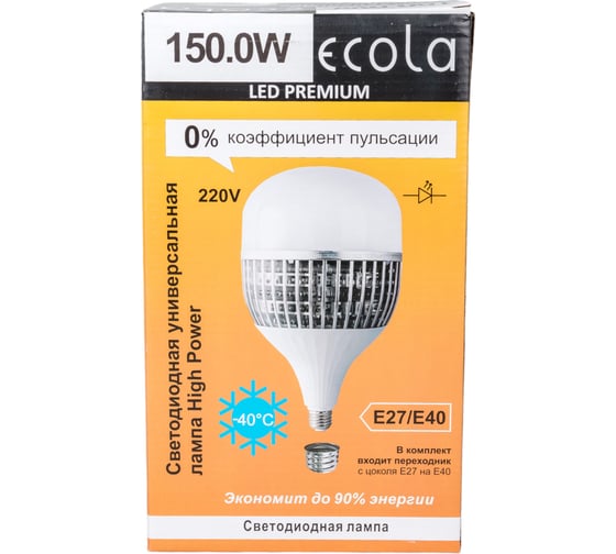 Светодиодная лампа Ecola High Power LED Premium 150W 220V универс. E27/E40 лампа 4000K 280x180mm HPV150ELC