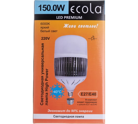Светодиодная лампа Ecola High Power LED Premium 150W 220V универс. E27/E40 лампа 6000K 280x180mm HPD150ELC