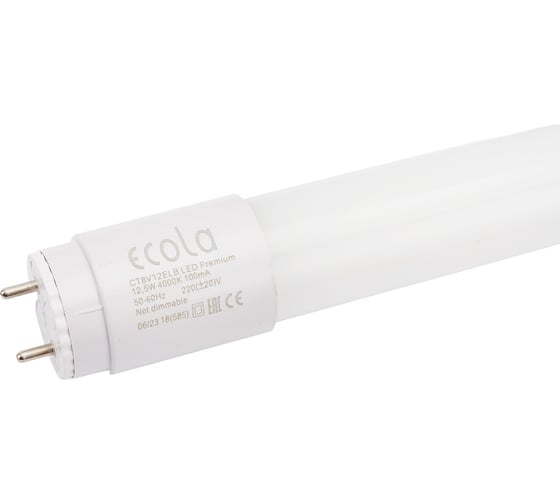 Светодиодная лампа Ecola T8 Premium G13 LED 12,5W 220V 4000K с повор. цоколями 605x28 упак.инд.цв./8/24 CT8V12ELB