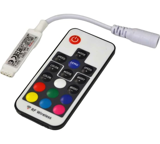 Мини контроллер для светодиодной RGB ленты truEnergy с кнопочным пультом управления 5-12-24V 6A 22003 1