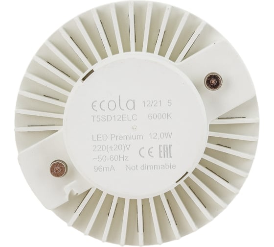 Светодиодная лампа Ecola GX53 LED Premium 12,0W Tablet 220V 6000K прозрачная 27x75 T5SD12ELC