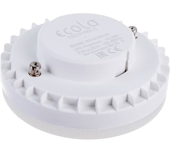 Светодиодная лампа Ecola GX53 LED Premium 10,0W Tablet 220V 6000K 3-х ступ. 100 - 50 - 10 матовая 27x75 T5CD10ELC