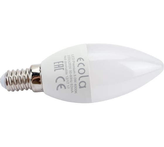 Светодиодная лампа Ecola candle LED Premium 8,0W 220V E14 4000K свеча композит 100x37 C4MV80ELC