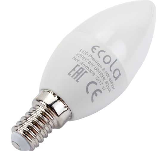 Светодиодная лампа Ecola candle LED Premium 8,0W 220V E14 4000K свеча композит 100x37 C4MV80ELC
