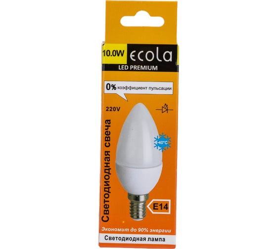 Светодиодная лампа Ecola candle LED Premium 10,0W 220V E14 2700K свеча композит 100x37 C4MW10ELC