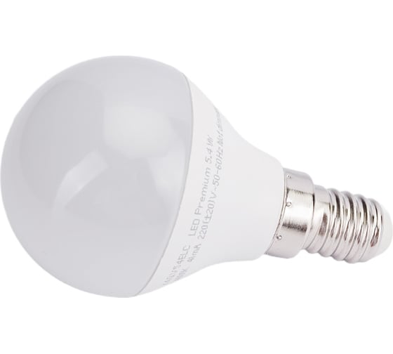 Светодиодная лампа Ecola globe LED Premium 5,4W G45 220V E14 4000K шар композит 82x45 K4QV54ELC