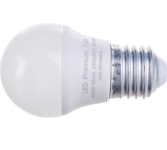 Светодиодная лампа Ecola globe LED Premium 7,0W G45 220V E27 4000K шар композит 82x45 K7QV70ELC
