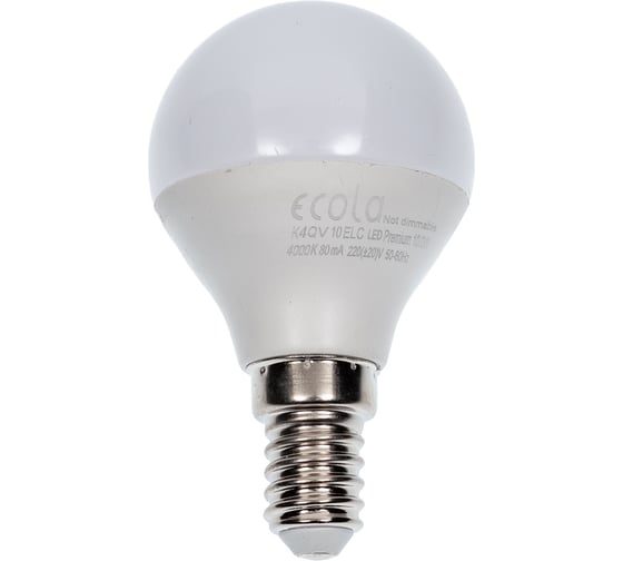 Светодиодная лампа Ecola globe LED Premium 10,0W G45 220V E14 4000K шар композит 82x45 K4QV10ELC