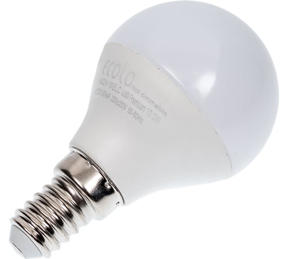 Светодиодная лампа Ecola globe LED Premium 10,0W G45 220V E14 4000K шар композит 82x45 K4QV10ELC