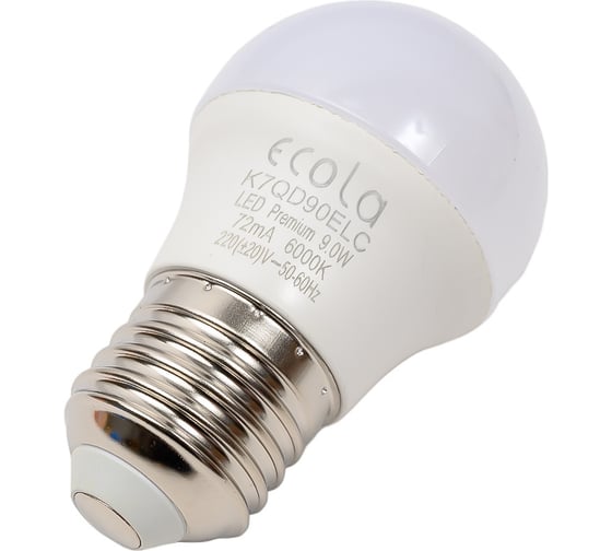 Светодиодная лампа Ecola globe LED Premium 9,0W G45 220V E27 6000K шар композит 82x45 K7QD90ELC