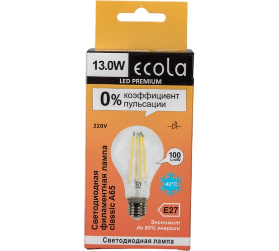 Светодиодная лампа Ecola classic LED Premium 13,0W A60 220-240V E27 4000K 360 Ra 80, 100 Lm/W, КП=0 110x60 N7LV13ELC