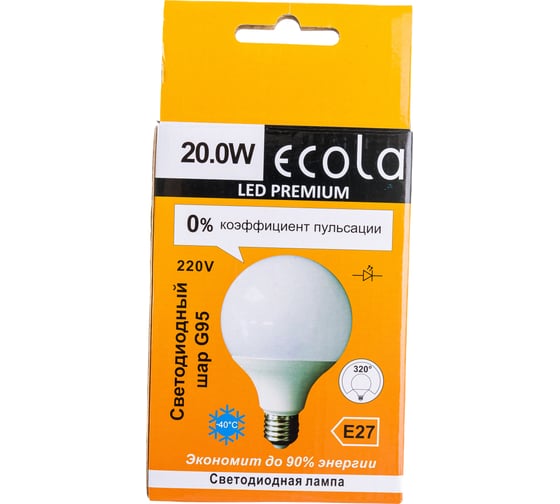 Светодиодная лампа Ecola globe LED Premium 20,0W G95 220V E27 4000K 320 шар композит 140x95 K7LV20ELC