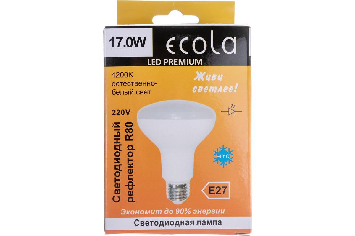 Светодиодная лампа Ecola Reflector R80 LED Premium 17,0W 220V E27 4200K ...
