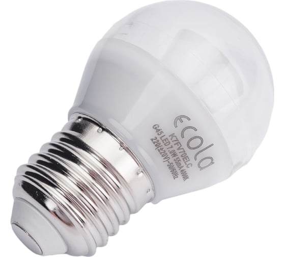 Светодиодная лампа Ecola globe LED Premium 7,0W G45 220V E27 4000K прозрачный шар с линзой композит 75x45 K7FV70ELC