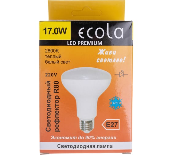 Светодиодная лампа Ecola Reflector R80 LED Premium 17,0W 220V E27 2800K композит 114x80 G7NW17ELC