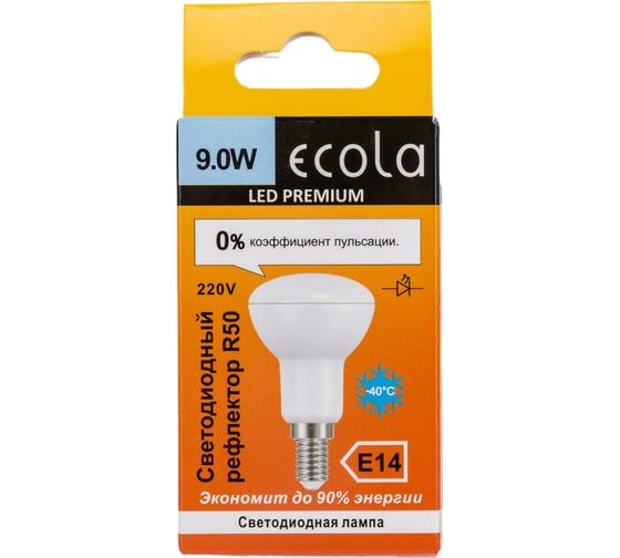 Светодиодная лампа Ecola Reflector R50 LED Premium 9,0W 220V E14 6000K композит 87x50 G4PD90ELC