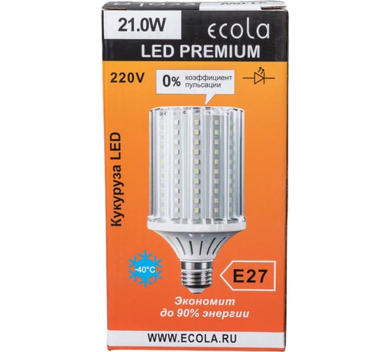 Светодиодная лампа Ecola Corn LED Premium 21,0W 220V E27 4000K кукуруза со стеклом 150x80 Z7NV21ELC