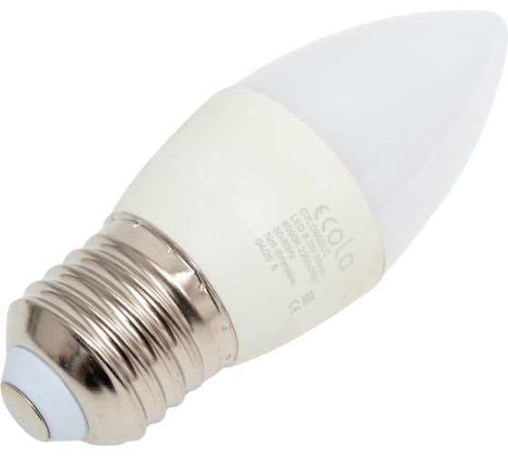 Светодиодная лампа Ecola candle LED 8,0W 220V E27 6000K свеча композит 100x37 C7LD80ELC