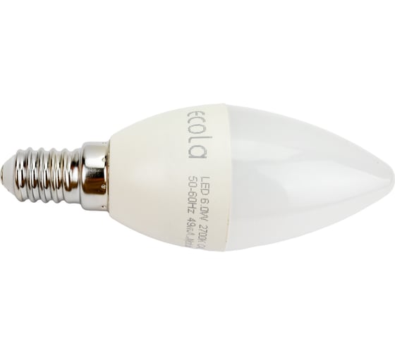 Светодиодная лампа Ecola candle LED 6,0W 220V E14 2700K свеча композит 101x37 C4LW60ELC