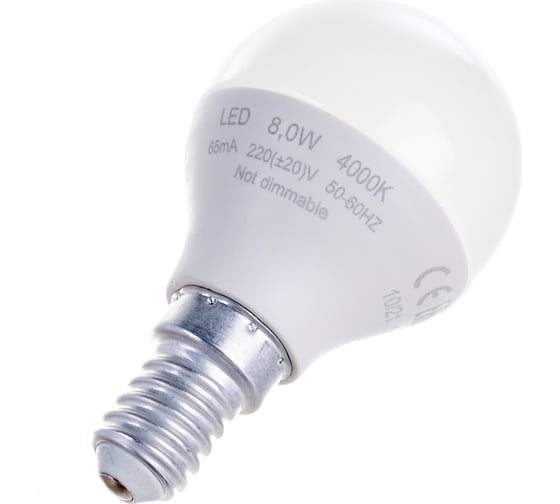 Светодиодная лампа Ecola globe LED 8,0W G45 220V E14 4000K шар композит 78x45 K4GV80ELC