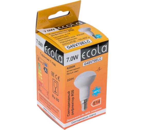 Светодиодная лампа Ecola Reflector R50 LED 7,0W 220V E14 4200K композит 85x50 G4SV70ELC