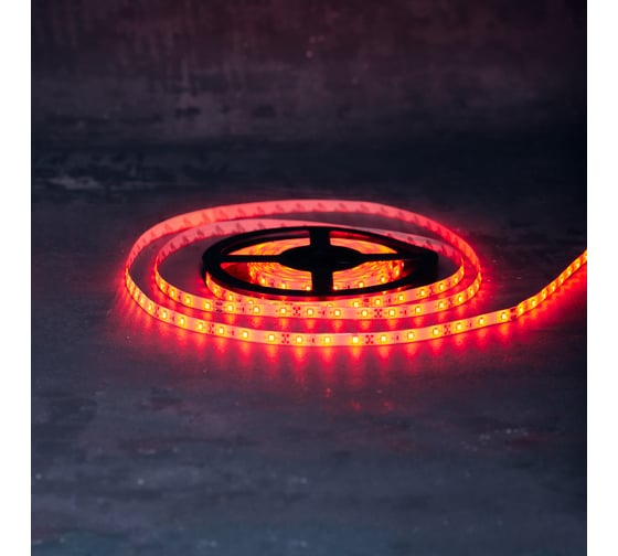 Светодиодная лента Lamper LED силикон 5м, 12В, 8 мм, IP65, SMD 2835, 60 LED/m, свет красный 141-351